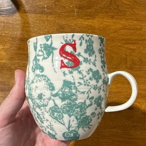 Floral Monogram Mug with Red 'S'